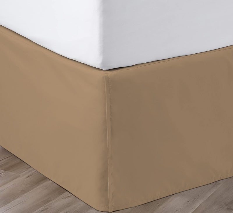 SGI Bedding 12 inch Drop Bed Skirt Queen Size - Platform Style with Secure Fit, Classic Tailored Look, Elegant Pleated Style Dust Ruffle, Split Corners, Wrinkle Resistant Microfiber - Camel Brown - Image 1